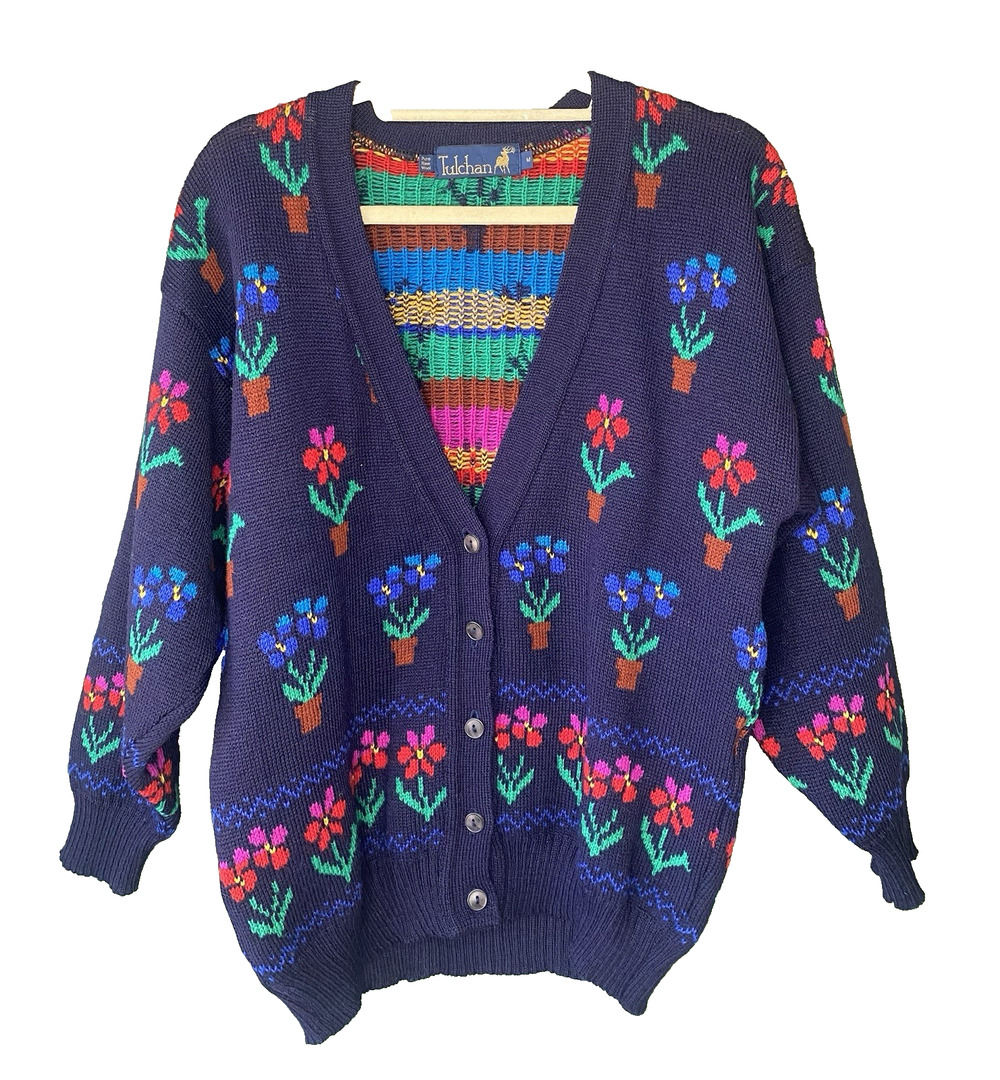 Tulchan Cardigan Womens Medium VINTAGE Pure Wool Grandma Core Retro Twee Sweater